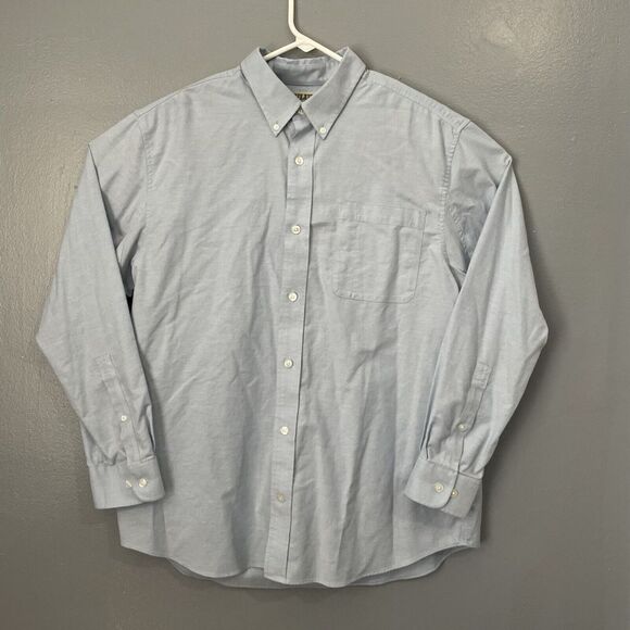 Duluth Trading Shirt Mens Large Casual Chambray Work Blue Pencil Pocket - Picture 1 of 10